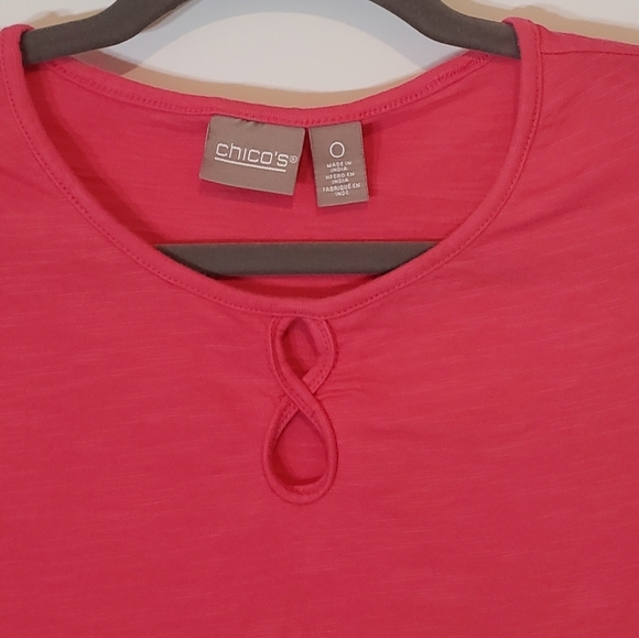 Chico's (Lot of 3) Summer Tops Size 0 Pink Blue & White Coral Machine Wash - Picture 3 of 16